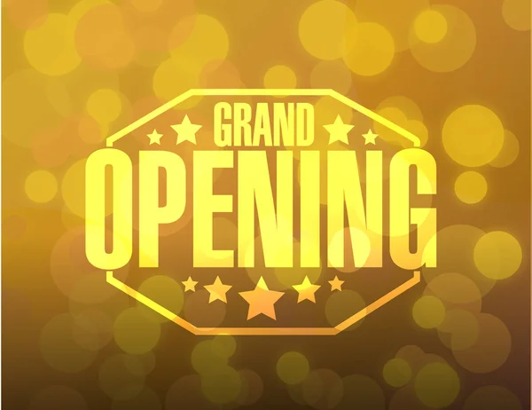 Grand opening sign stamp bokeh background — Stock Photo, Image