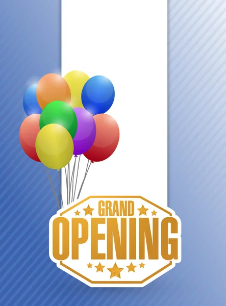 Grand opening sign stamp balloon background — Stock Photo, Image