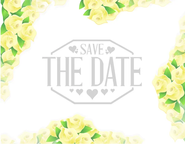 Save the date yellow flowers border sign — Stock Photo, Image