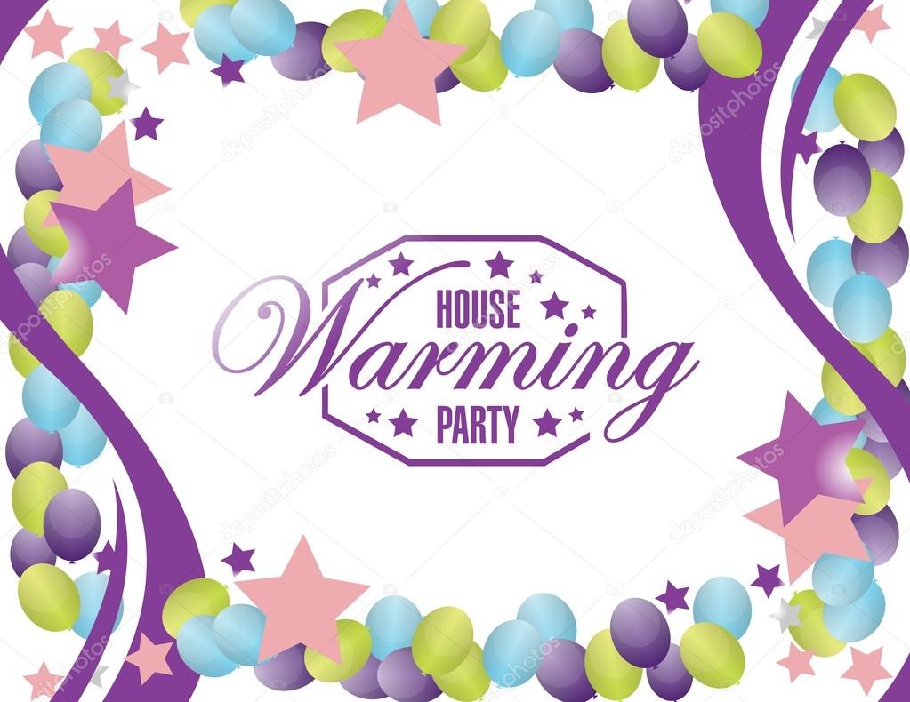 house warming party balloons card background sign