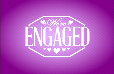 Biz meşgul damga mor arka plan vardır