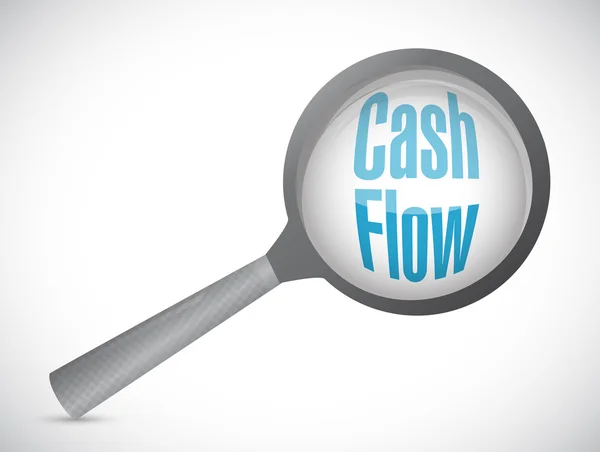 Cash-flow vergroten glas beoordeling teken concept — Stockfoto