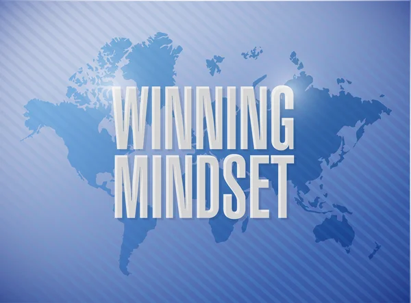 Winning mindset world map background sign concept — Stock Photo, Image