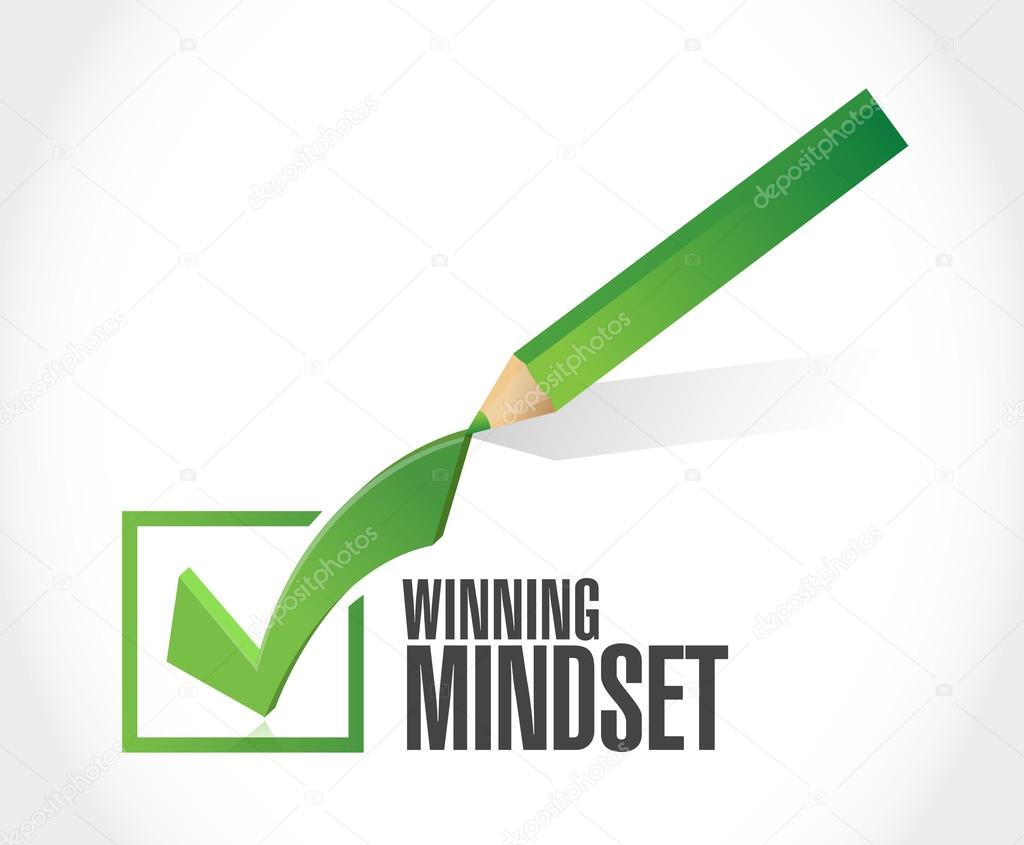 winning mindset approval check mark sign concept