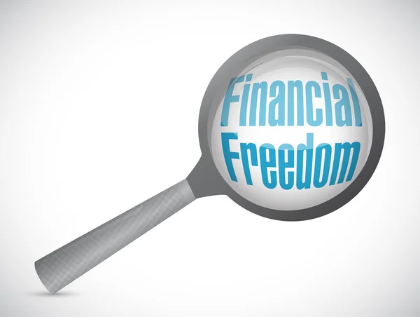 Financial freedom magnify glass sign concept — Stock Photo, Image