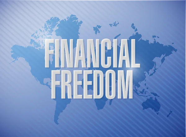 Libertad financiera internacional mapa del mundo signo — Foto de Stock