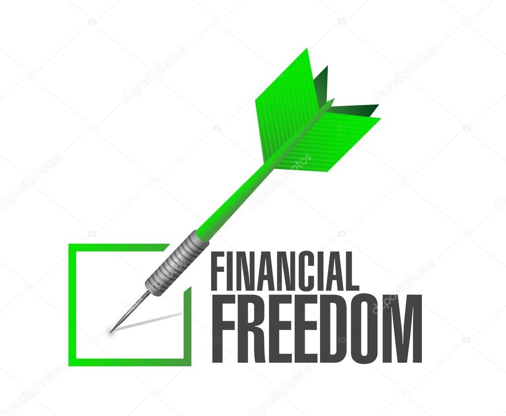 financial freedom check darts sign concept