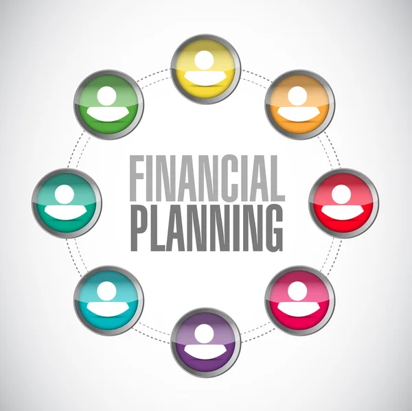 Концепція фінансового планування людей зі знаком діаграми — стокове фото