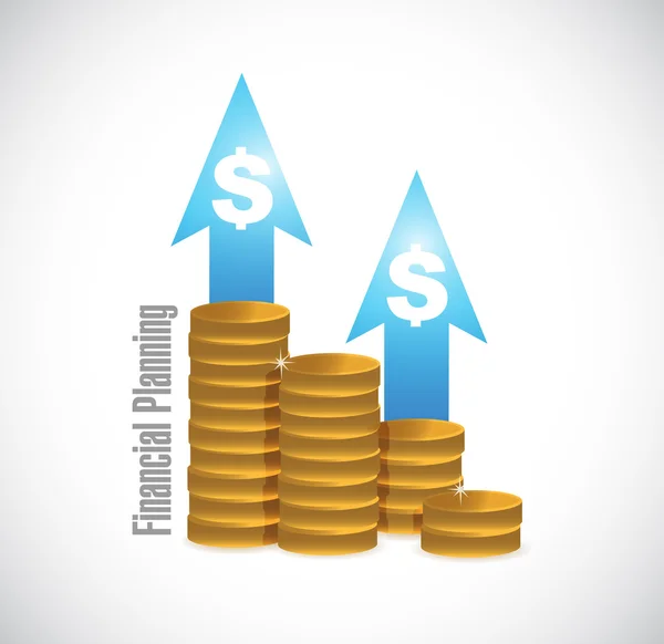 Planificación financiera monedas gráfico signo concepto — Foto de Stock