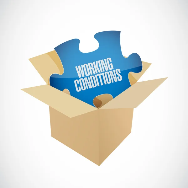 Condições de trabalho puzzle conceito sinal caixa — Fotografia de Stock