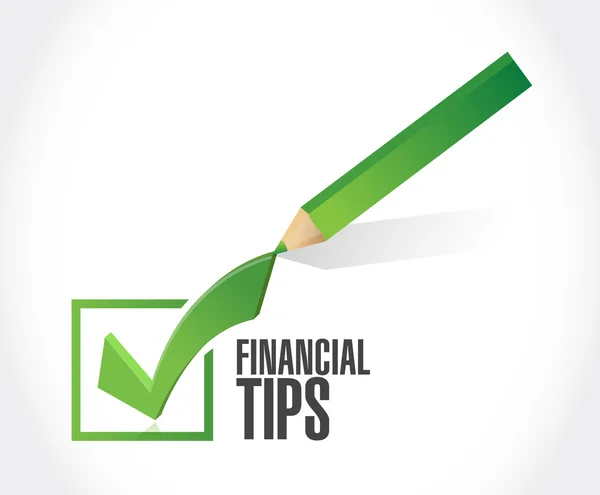 Financial tips checkmark sign concept — Stock Photo, Image