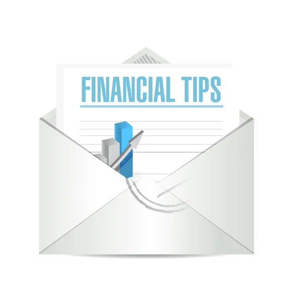 Financiële tips mail grafiek teken concept — Stockfoto