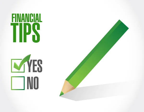 Financiële tips goedkeuring teken concept — Stockfoto