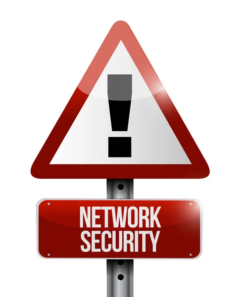 Netwerk veiligheidsconcept waarschuwing weg teken — Stockfoto