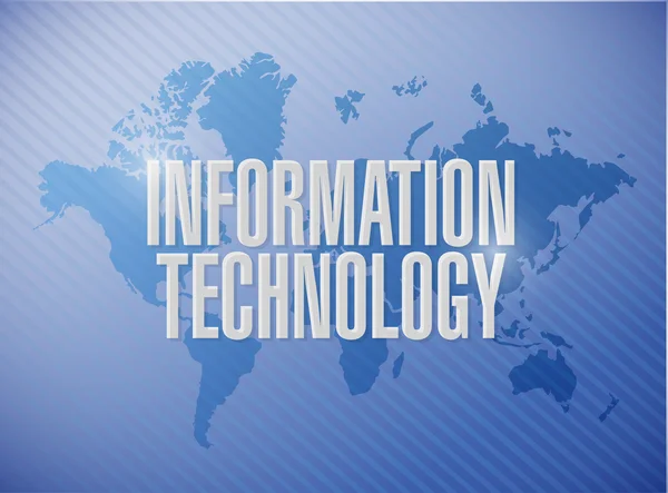 Informační technologie svět mapa podepsat koncept — Stock fotografie