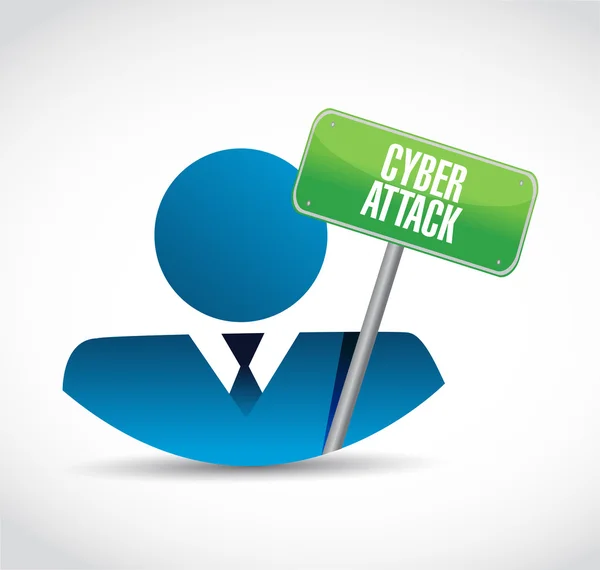 Cyber attack businessman sign concept — Stock Photo, Image