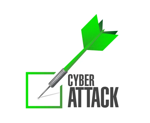 Cyber aanval controleren dart teken concept — Stockfoto