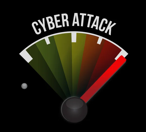 Cyber aanval meter teken concept — Stockfoto