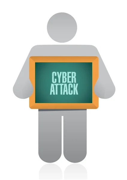 Cyber attack board sign concept — Stock Photo, Image