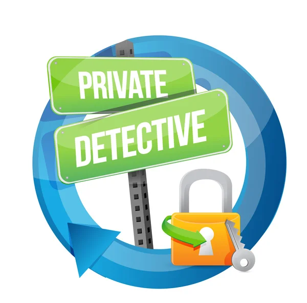 Private detective lock road sign concept — Stock Photo, Image