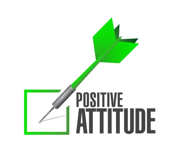 Positive Einstellung überprüfen Dartscheibe Konzept — Stockfoto
