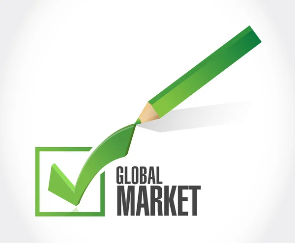 Global market check mark sign concept — Stock Photo, Image