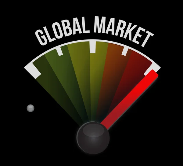 Globala marknaden meter skylt koncept — Stockfoto