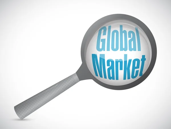 Globaler Markt vergrößert Glasschild-Konzept — Stockfoto