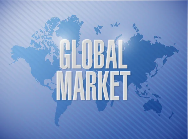 Παγκόσμια αγορά παγκόσμιο χάρτη σημάδι έννοια — Φωτογραφία Αρχείου