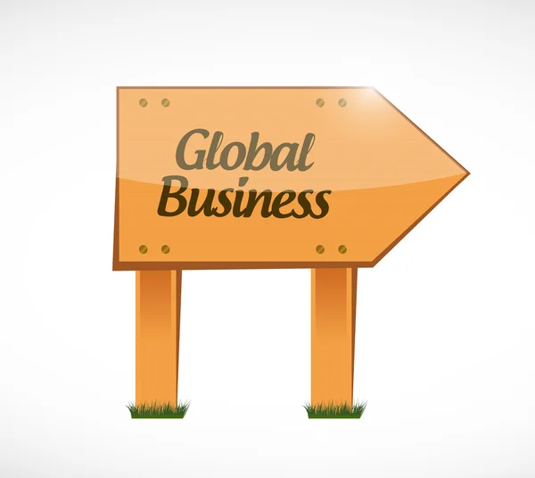 Global Business Wood Sign Konzept — Stockfoto