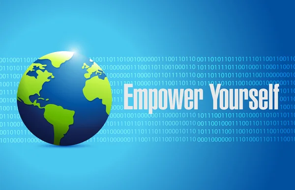 Empower Yourself internationale binaire globe teken — Stockfoto