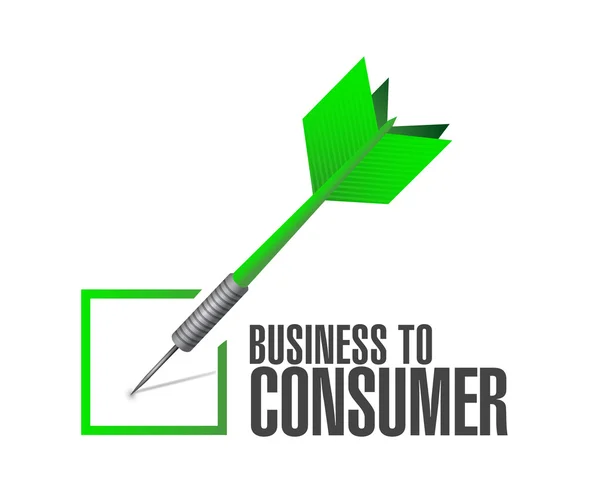 Business-to-consument controleren dart teken concept — Stockfoto