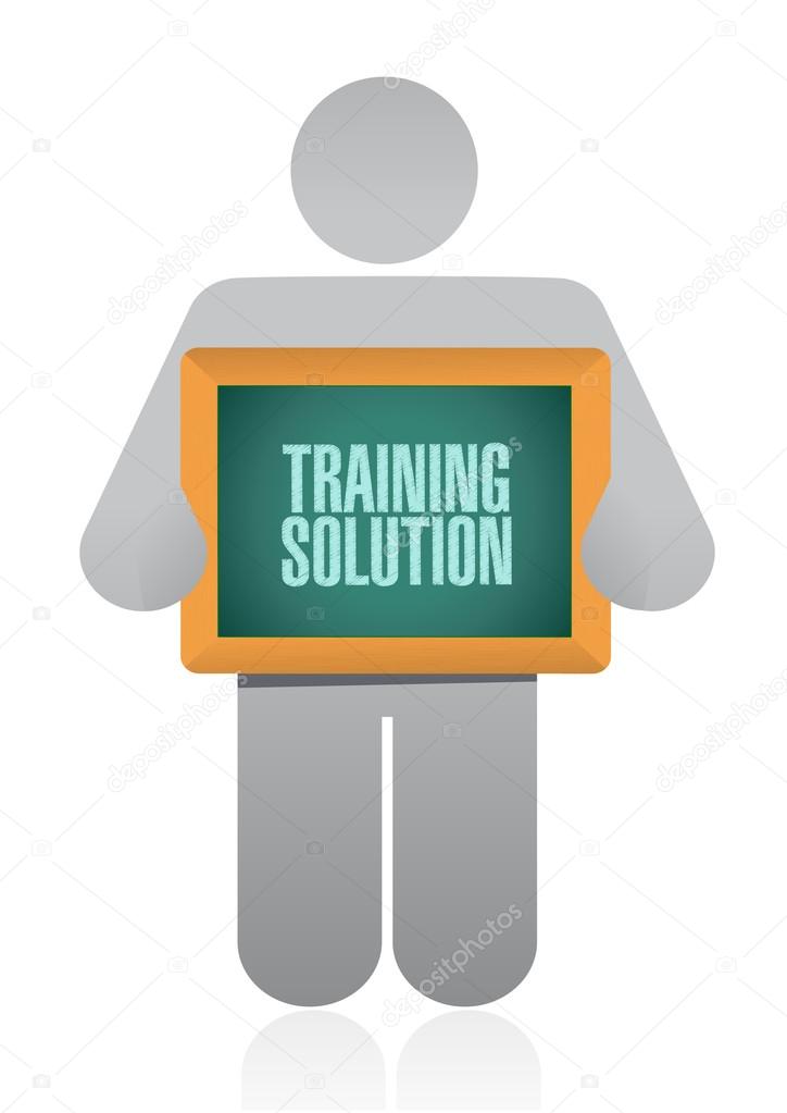 Training Solution holding sign concept