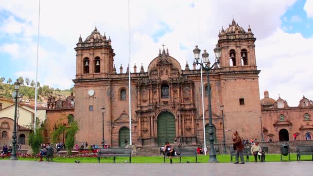 Videobeelden van de kerk in Cuzco een het city center, Peru — Stockvideo