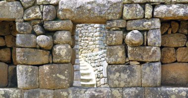 Machu Pichu antik kalıntıları. Ayrıntı.