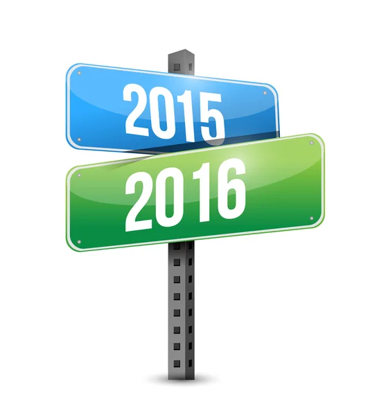 2015 and 2016 street crossing sign — Stock Photo, Image