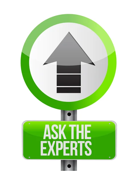 Ask the experts ahead road sign illustration — Stock Photo, Image