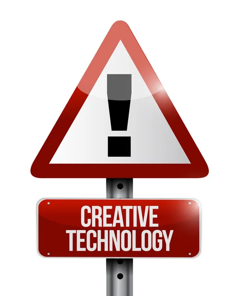 Tecnología creativa advertencia señalización vial concepto — Foto de Stock
