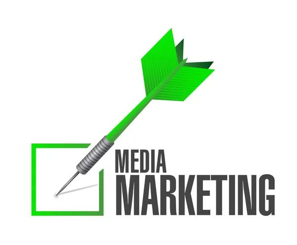 Media Marketing kontrollera dart tecken koncept — Stockfoto