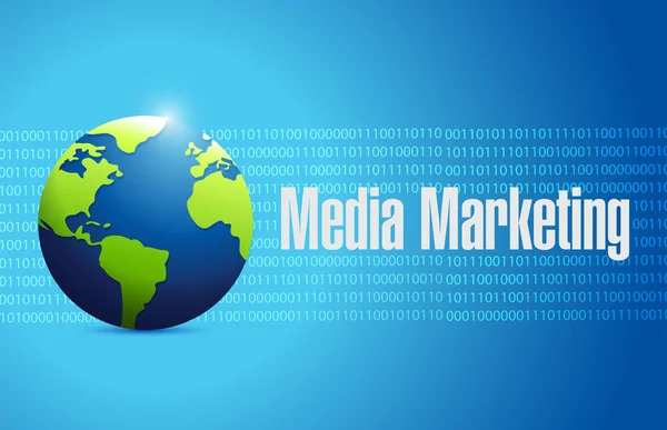 Media Marketing глобус бинарный знак концепции — стоковое фото