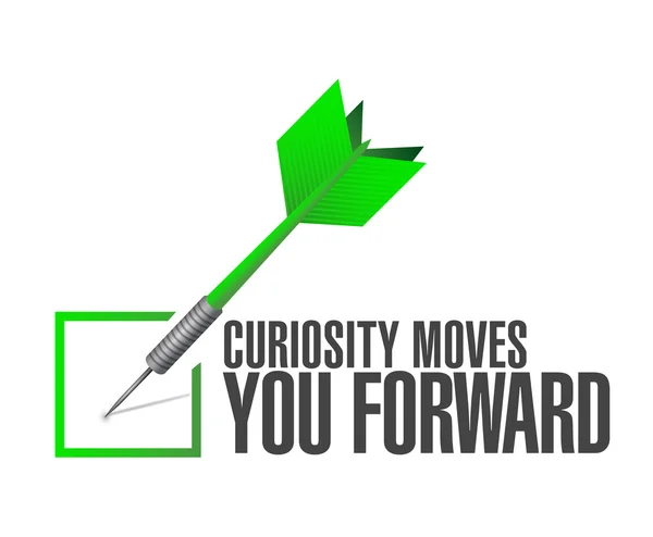 Curiosity moves you forward check dart sign — Stock Photo, Image