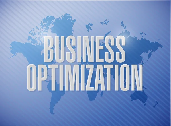 Obchodní optimalizace svět mapa podepsat koncept — Stock fotografie