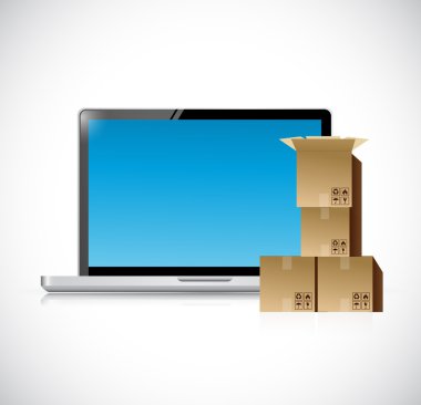 laptop ve dizi kutusu sevkiyat için hazır.