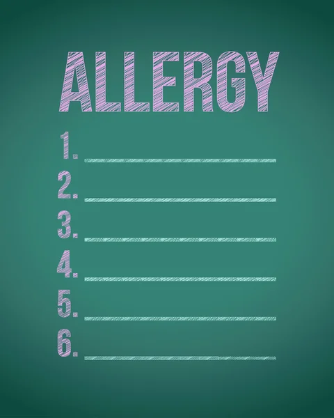 Σχέδιο απεικόνιση πινάκων κιμωλίας λίστα αλλεργία — Φωτογραφία Αρχείου