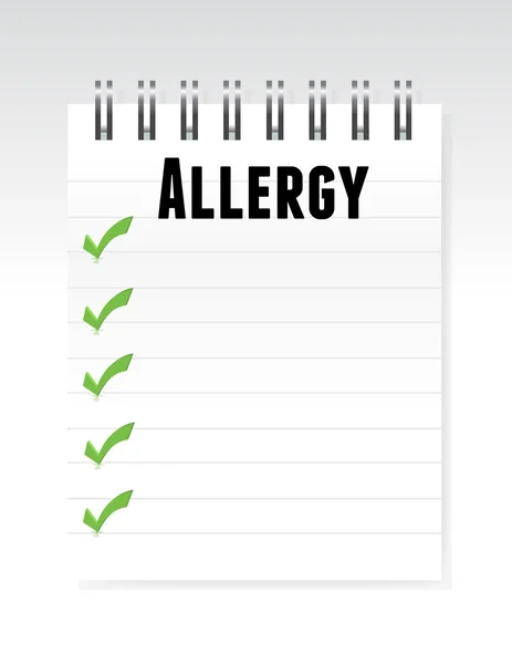 Allergie lijstontwerp Opmerking papier illustratie — Stockfoto