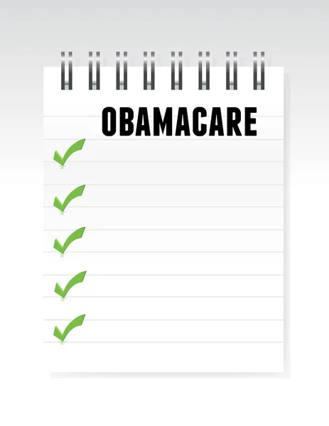 ObamaCare Liste Hinweis Papier Abbildung — Stockfoto