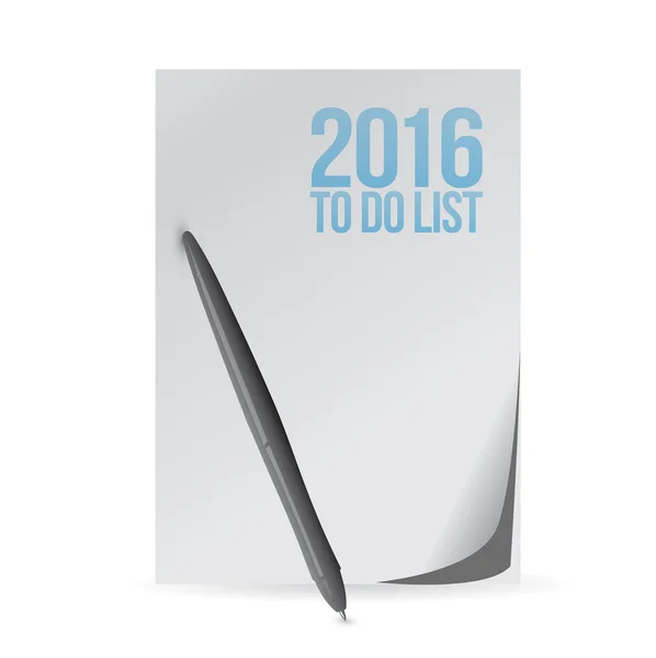 2016 paper and pen to do list — Stock Photo, Image