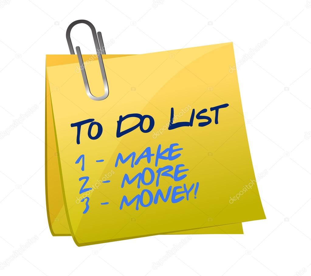 to do list. make more money illustration
