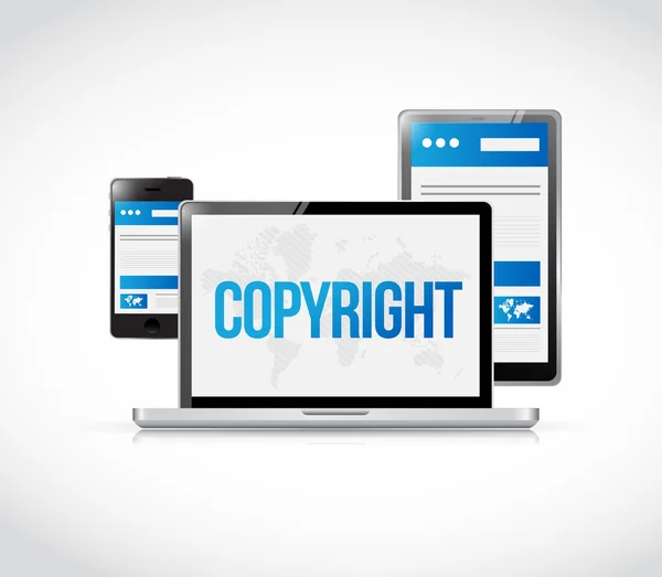 Copyright-teken op een laptop computerscherm — Stockfoto