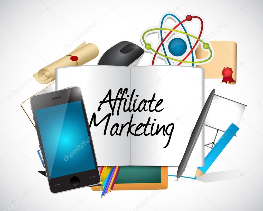 affiliate marketing tools and sign illustration